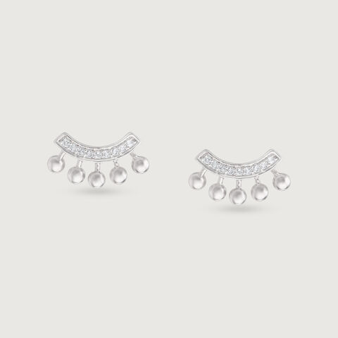 Gleaming Arc Silver Stud Earrings