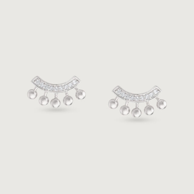 Gleaming Arc Silver Stud Earrings,,hi-res image number null