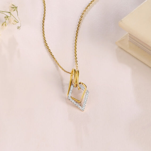 Geometric Charm Gold & Diamond Pendant,,hi-res image number null