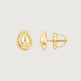 Petal Curve Gold Stud Earrings,,hi-res view 5