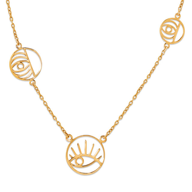 Minimal 14KT Yellow Gold Multi Pendant Necklace,,hi-res image number null