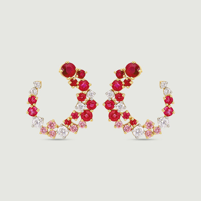 Radiant Graduated Sapphire and Ruby Stud Earrings,,hi-res image number null