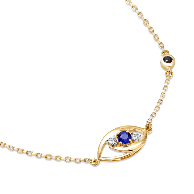 14KT Yellow White Gold Multi Charm Evil Eye Bracelet,,hi-res image number null