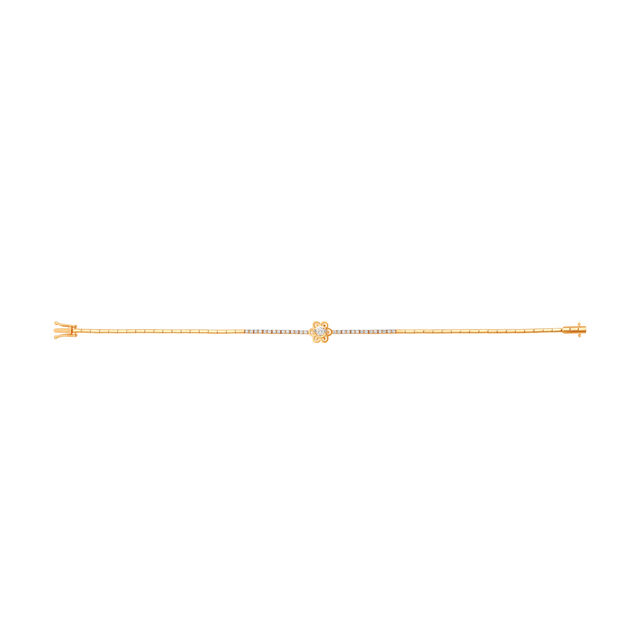 14 KT Yellow Gold Delightful Floral Diamond Bracelet,,hi-res view 2