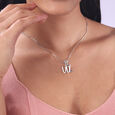 Graceful Initial W Silver Charm,,hi-res view 2