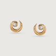 Moonlit Pearl Crescents 14KT Yellow Gold Stud Earrings,,hi-res view 3