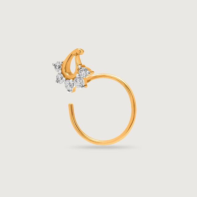 14KT Yellow Gold Diamond Nose Pin,,hi-res image number null