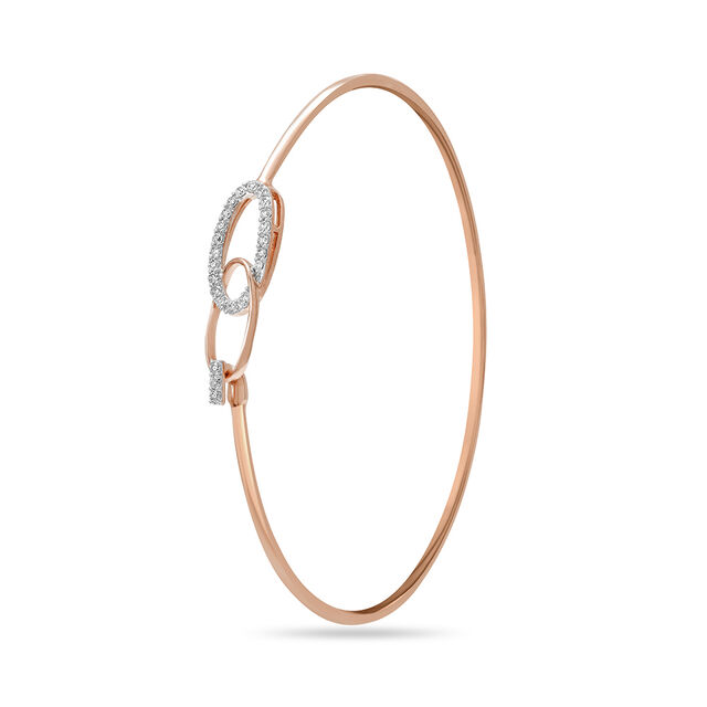 14KT Rose Gold Curvaceous Glimmer Diamond Bangle,,hi-res view 3