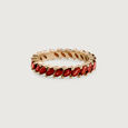 Sophisticated Red Garnet & Gold Finger Ring,,hi-res view 3