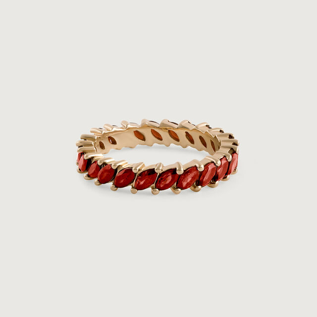 Sophisticated Red Garnet & Gold Finger Ring,,hi-res image number null