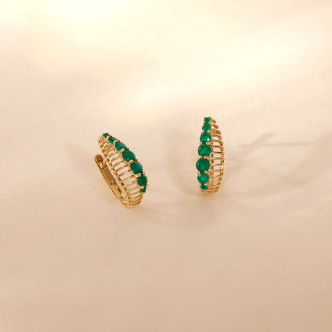 Fresh Graduated Green Onyx Hoop Earrings