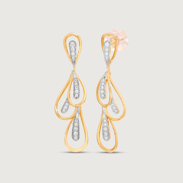 Fluid Elegance Diamond Drop Earrings,,hi-res image number null