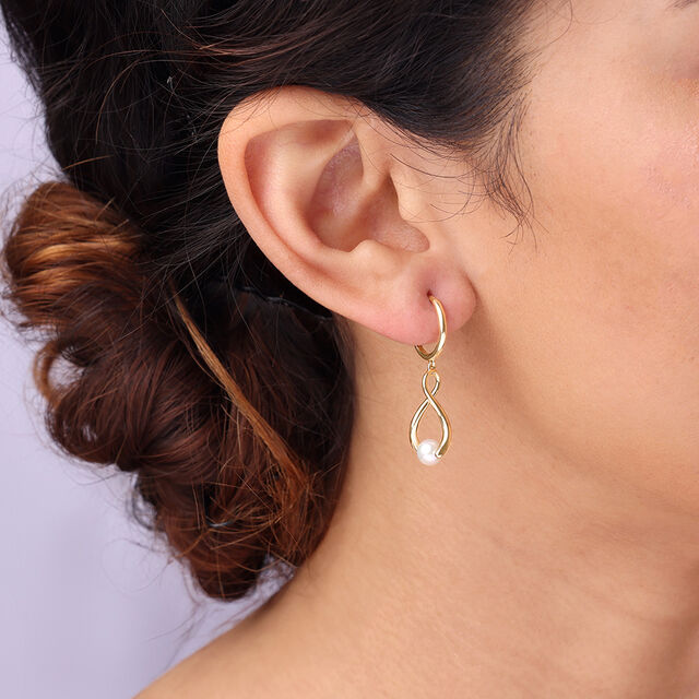 Infinity Glow Pearl Hoop Earrings,,hi-res image number null