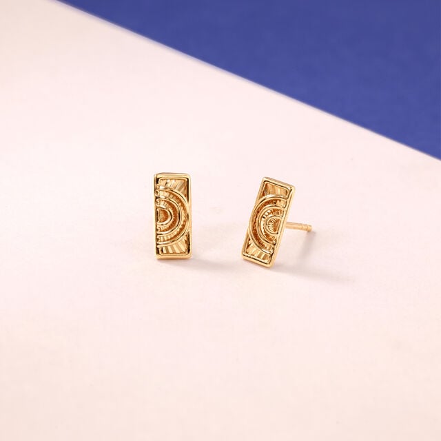 Intricate Geometric Gold Stud Earrings,,hi-res image number null