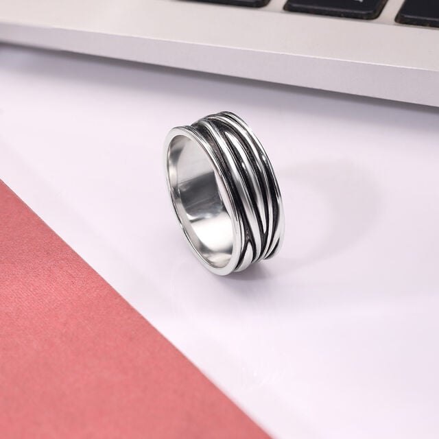 Fluid Wave Silver Ring,,hi-res image number null