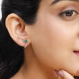 14KT Rose Gold Blossoming Beauty Green Onyx Hoop Earring,,hi-res view 3