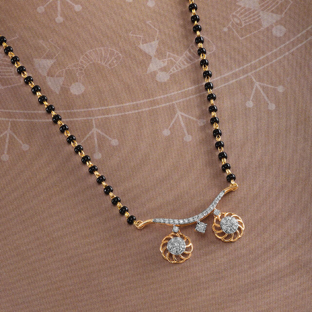 Floral Symphony 18 KT Gold and Diamond Vati Mangalsutra,,hi-res image number null