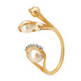 14KT Pearl and Diamond Finger Ring,,hi-res view 1