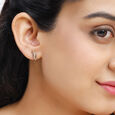 14Kt Yellow Gold Break Barriers Diamond Hoop Earring,,hi-res view 1