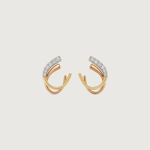 Fluid Layered Diamond Hoop Earrings