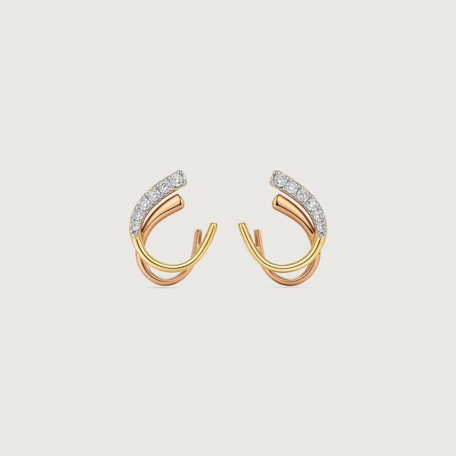 Fluid Layered Diamond Hoop Earrings,,hi-res image number null