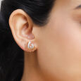 14KT Yellow Gold Swirls of sparkle Diamond Stud Earring,,hi-res view 1