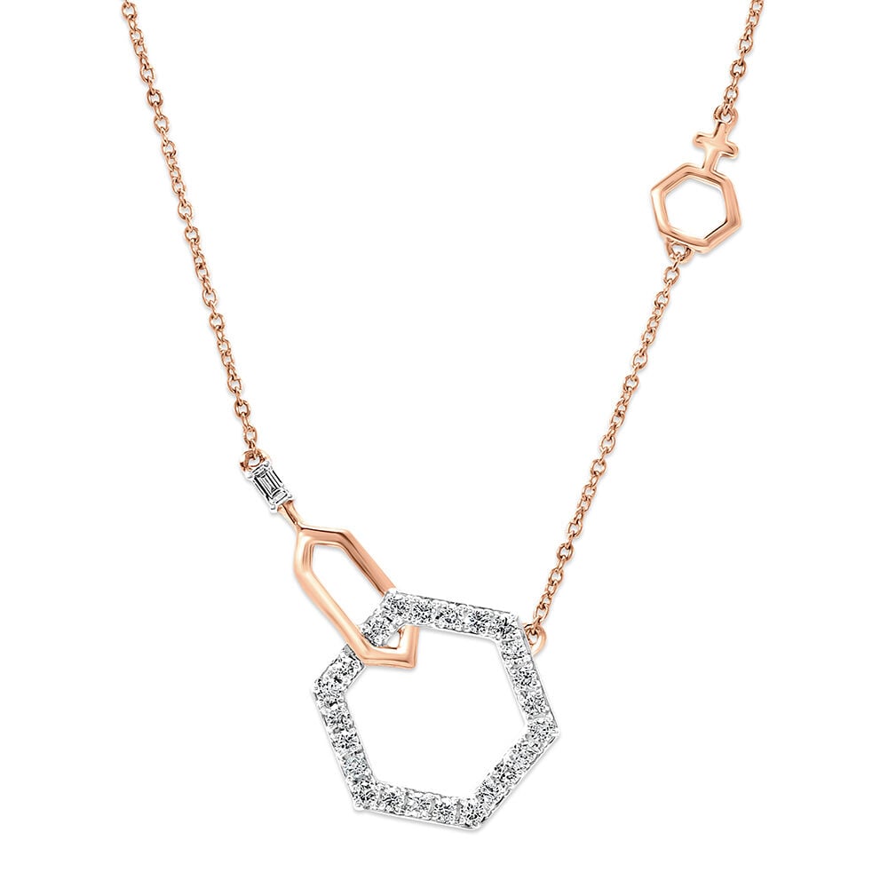 Rose gold hexagon necklace discount