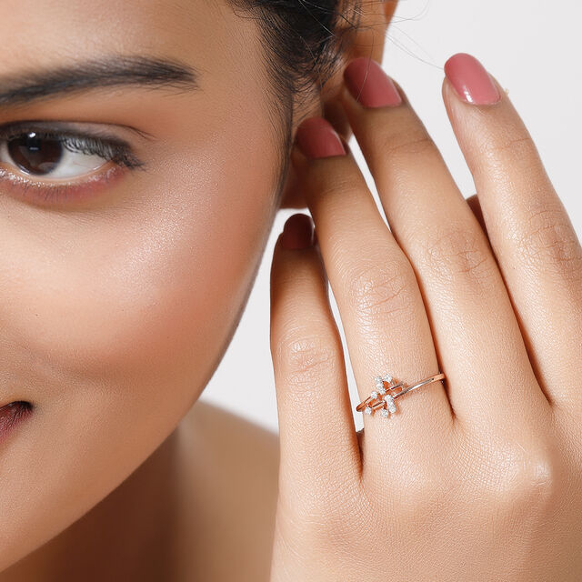 14KT Rose Gold Linear Glam Diamond Finger Ring,,hi-res image number null