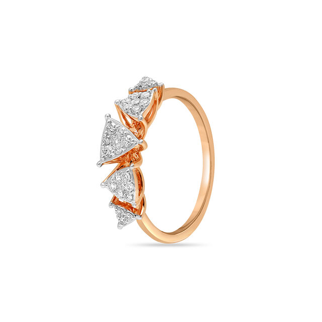 14KT Rose Gold Triangle Tango Diamond Finger Ring,,hi-res image number null