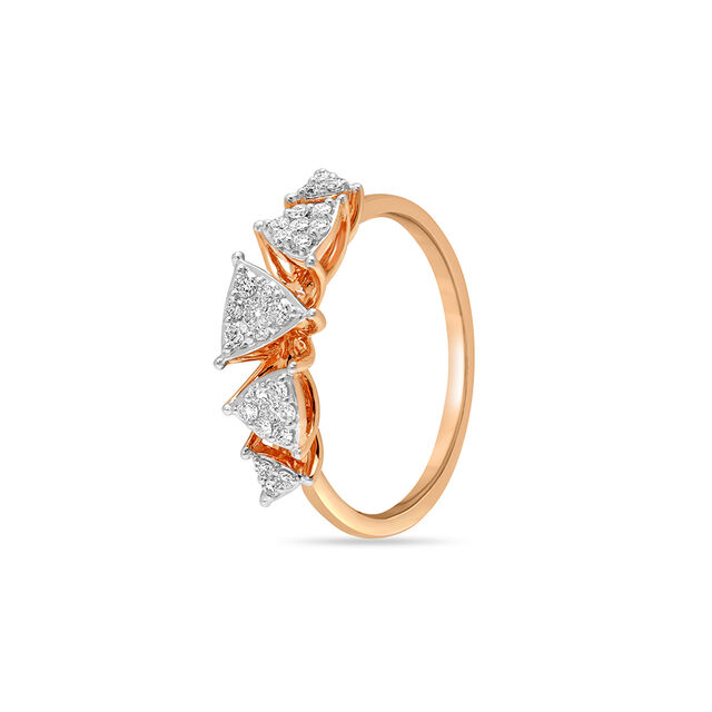 14KT Rose Gold Triangle Tango Diamond Finger Ring,,hi-res view 3
