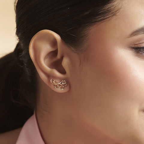 Fluid Diya Gold Stud Earrings