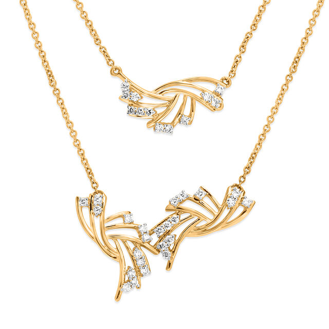 14 KT Yellow Gold Constellation Layered Diamond Necklace,,hi-res view 2