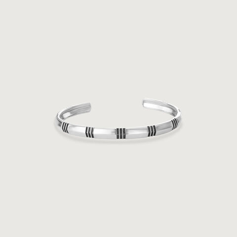 Striped Accent Silver Kada