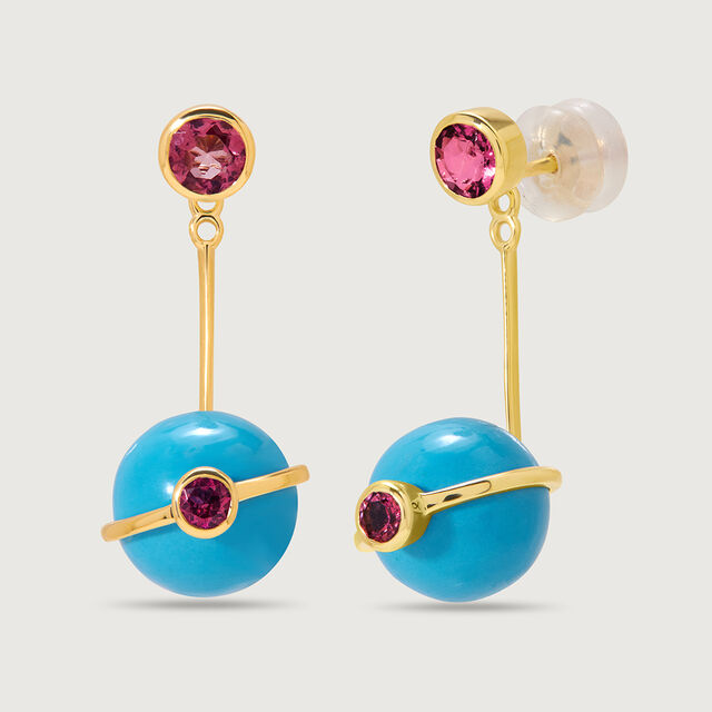 Galactic Glamour 14KT Medium Pink Tourmaline Jacket Drop Earrings,,hi-res image number null