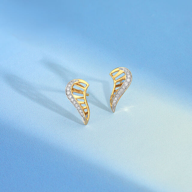 Graceful Wing Diamond Stud Earrings,,hi-res image number null