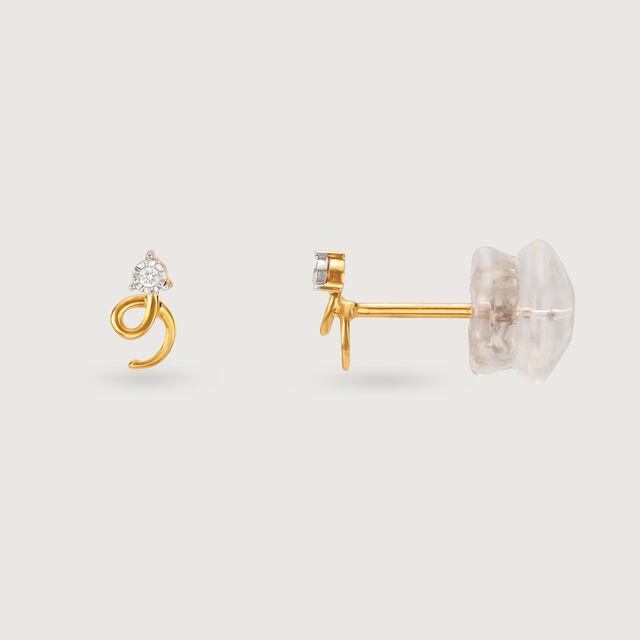 Swirl Sparkle 14 Kt Gold and Diamond Stud Earrings,,hi-res image number null
