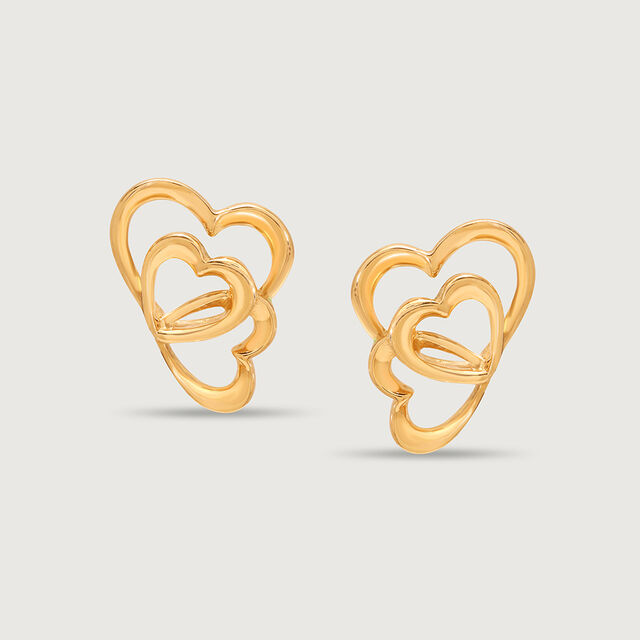 Cupid Edit Hearts Symphony 14KT  Gold Stud Earrings,,hi-res image number null