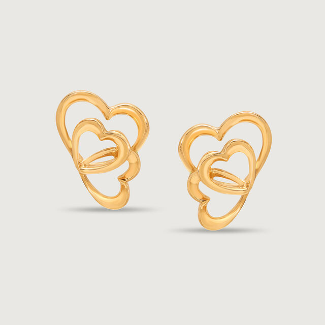 Cupid Edit Hearts Symphony 14KT Pure Gold Stud Earrings,,hi-res view 3