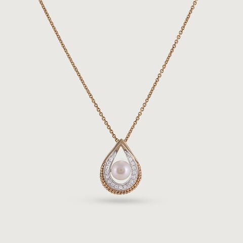 Soft Lustrous Pearl & Diamond Pendant