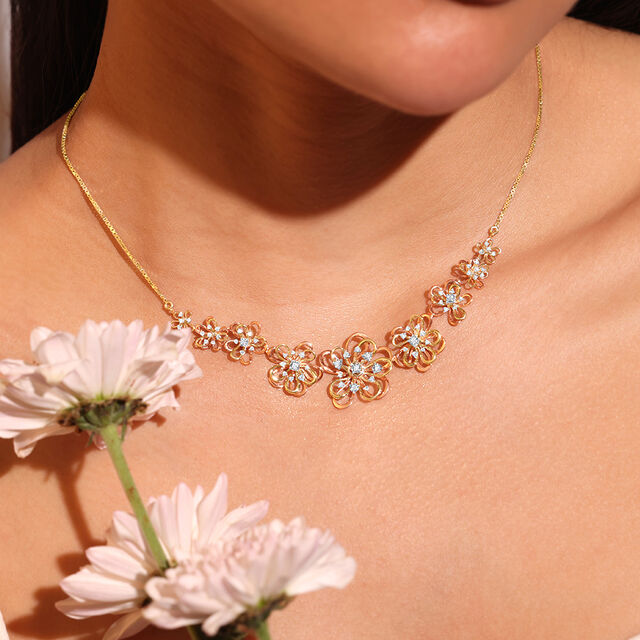 Forget Me Not Floral Diamond Necklace,,hi-res image number null