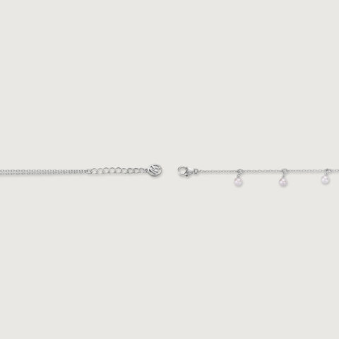 Twin Charm Single Silver Anklet