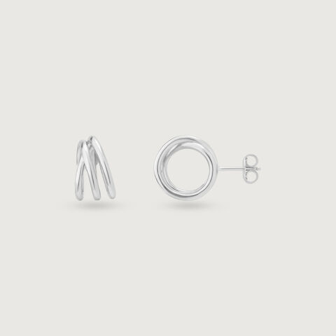 Sculpted Layered Silver Stud Earrings