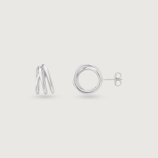 Sculpted Layered Silver Stud Earrings,,hi-res image number null