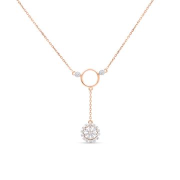 14 KT Rose Gold Circular Diamond Necklace