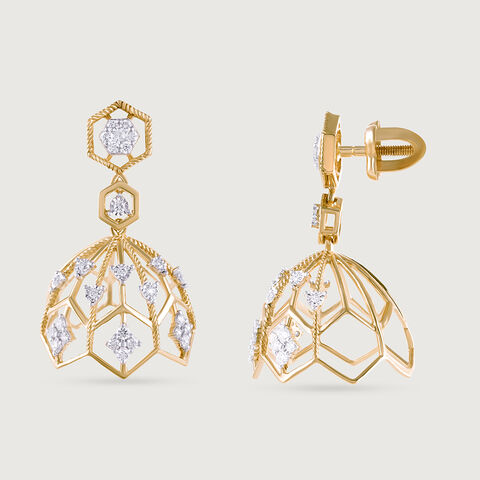 Lippan Grandeur Gold & Diamond Jhumka