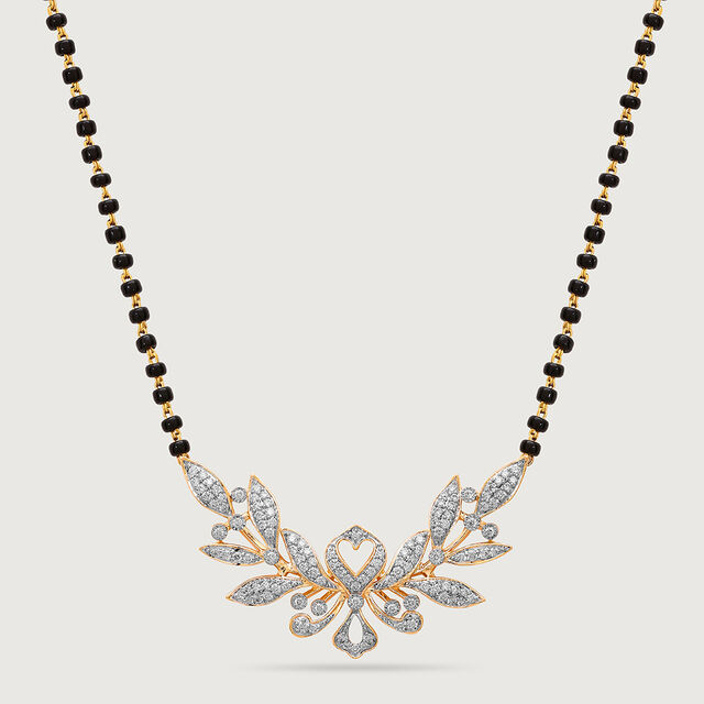 Enchanted Leaves 14 Kt Gold and Diamond Mangalsutra,,hi-res image number null