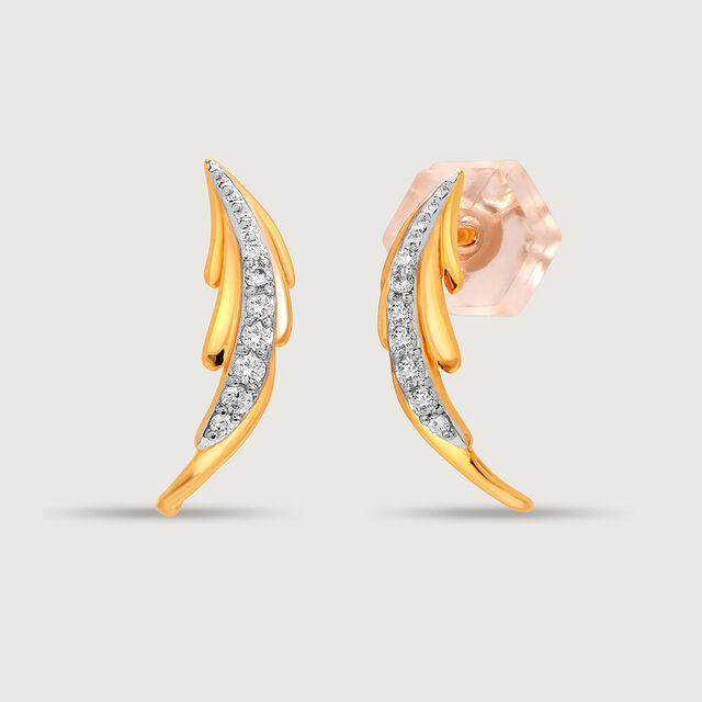 Wings of Cupid 14KT Pure Gold & Diamond Stud Earrings,,hi-res view 4