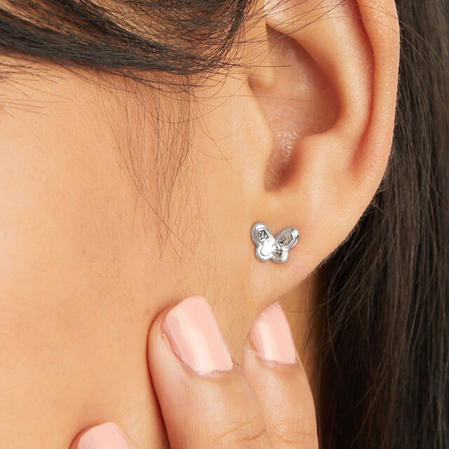 Mini Flutter Silver Stud Earrings,,hi-res image number null