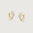 Chic Floral Gold & Diamond Hoop Earrings,,hi-res view 3