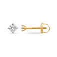 Classic 18 Karat Yellow Gold and Diamond Stud Earrings,,hi-res view 2